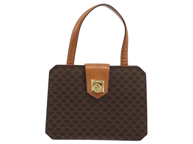 Céline CELINE Macadam Canvas Hand Bag PVC Leather Brown Gold - vista 13