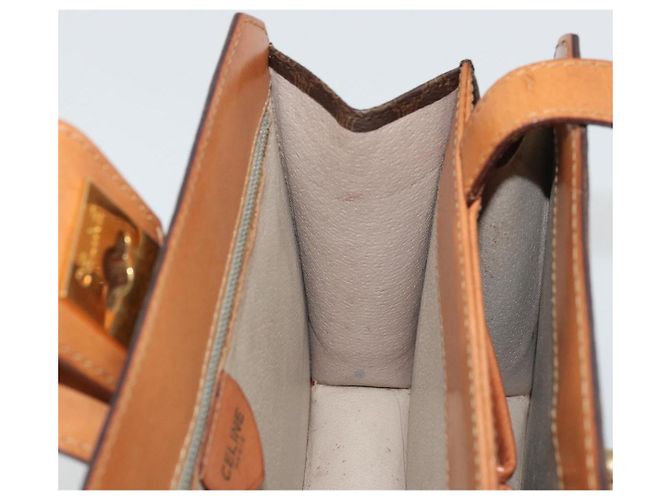 Céline CELINE Macadam Canvas Hand Bag PVC Leather Brown Gold - vista 18