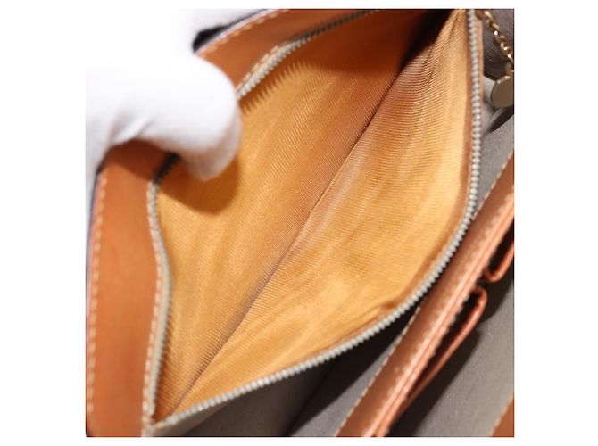 Céline CELINE Macadam Canvas Hand Bag PVC Leather Brown Gold - vista 21