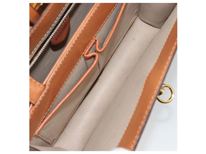 Céline CELINE Macadam Canvas Hand Bag PVC Leather Brown Gold - vista 22