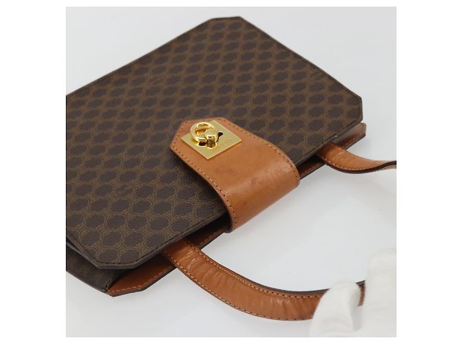 Céline CELINE Macadam Canvas Hand Bag PVC Leather Brown Gold - vista 6