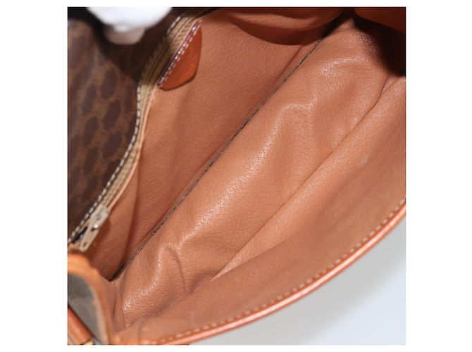 Céline CELINE Macadam Canvas Circle Shoulder Bag PVC Leather Brown Gold - vista 10