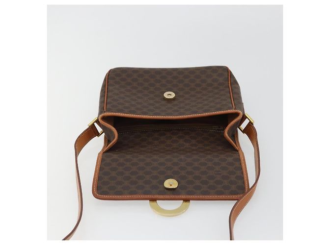 Céline CELINE Macadam Canvas Circle Shoulder Bag PVC Leather Brown Gold - vista 18