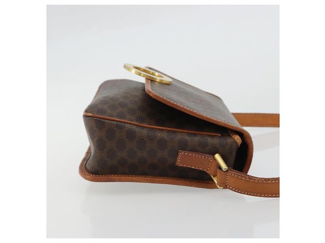 Céline CELINE Macadam Canvas Circle Shoulder Bag PVC Leather Brown Gold - vista 3