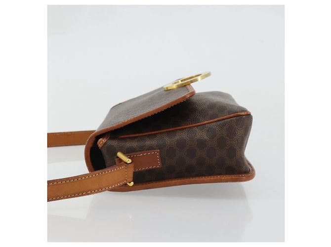 Céline CELINE Macadam Canvas Circle Shoulder Bag PVC Leather Brown Gold - vista 4