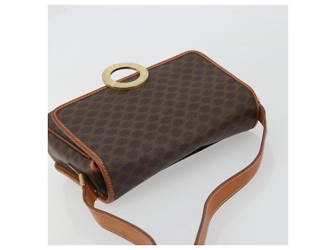 Céline CELINE Macadam Canvas Circle Shoulder Bag PVC Leather Brown Gold - vista 6