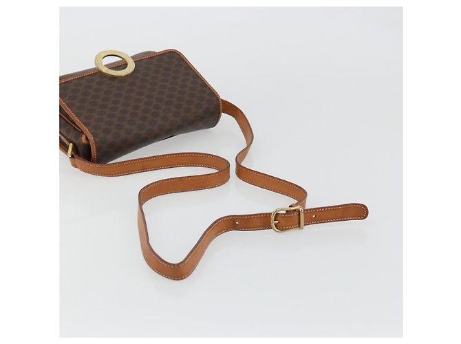 Céline CELINE Macadam Canvas Circle Shoulder Bag PVC Leather Brown Gold - vista 7