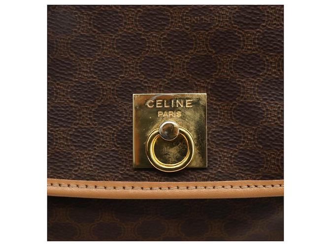 Céline CELINE Macadam Canvas Backpack PVC Leather Brown Gold - vista 19