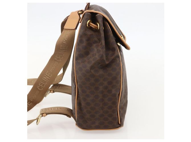 Céline CELINE Macadam Canvas Backpack PVC Leather Brown Gold - vista 3