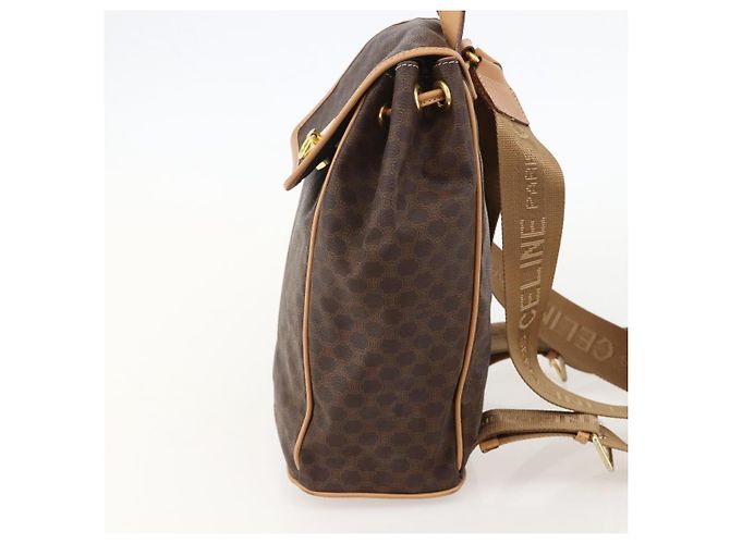 Céline CELINE Macadam Canvas Backpack PVC Leather Brown Gold - vista 4