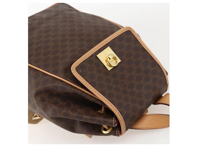 Céline CELINE Macadam Canvas Backpack PVC Leather Brown Gold - vista 6