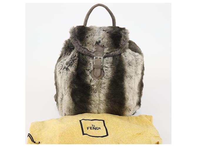 FENDI Backpack Fur Beige Silver - vista 12
