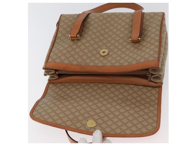 Céline CELINE Macadam Canvas Hand Bag PVC Beige Gold - vista 10
