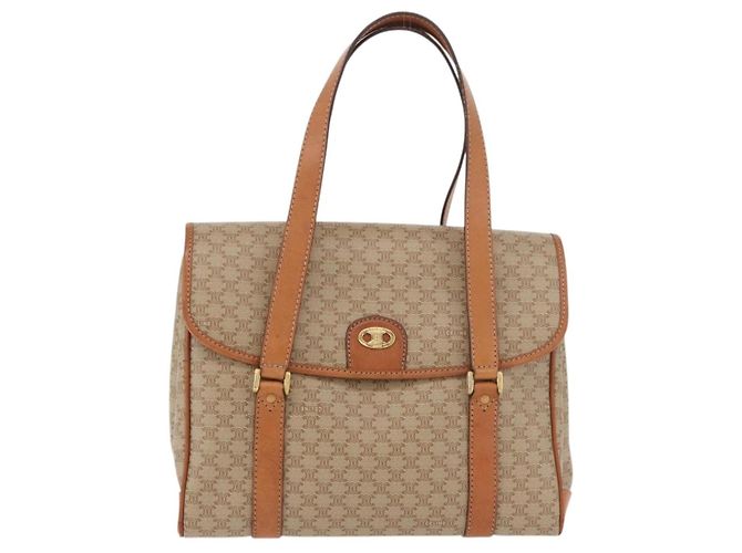 Céline CELINE Macadam Canvas Hand Bag PVC Beige Gold - vista 13