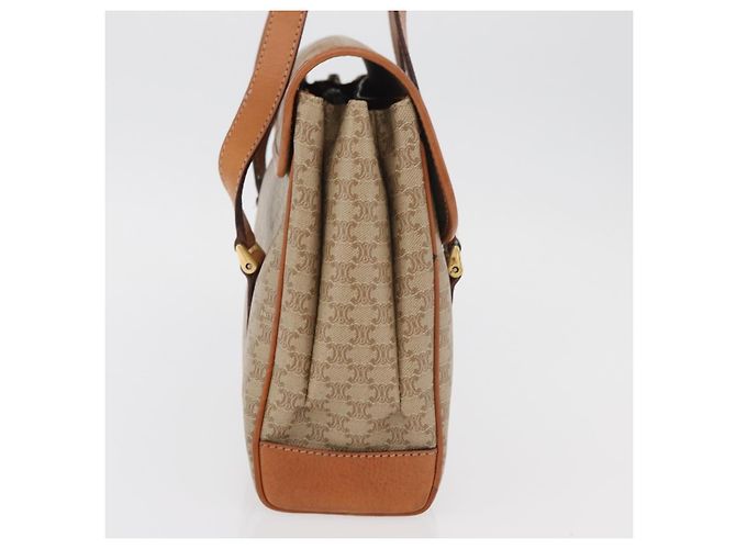 Céline CELINE Macadam Canvas Hand Bag PVC Beige Gold - vista 4