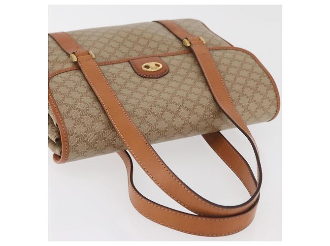 Céline CELINE Macadam Canvas Hand Bag PVC Beige Gold - vista 6