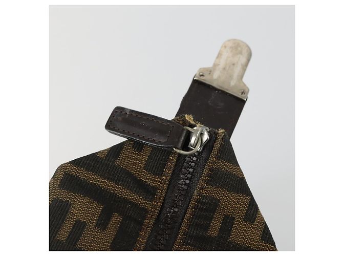 FENDI Zucca Canvas Pouch Hand Bag Black Brown - vista 10