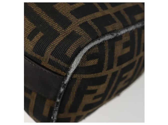 FENDI Zucca Canvas Pouch Hand Bag Black Brown - vista 14
