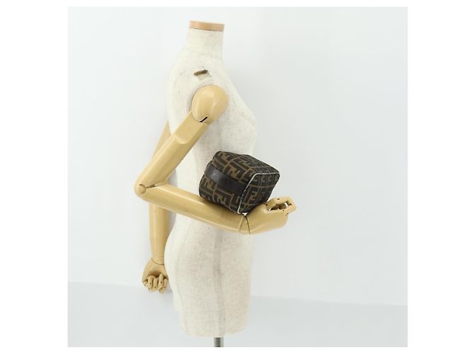 FENDI Zucca Canvas Pouch Hand Bag Black Brown - vista 19