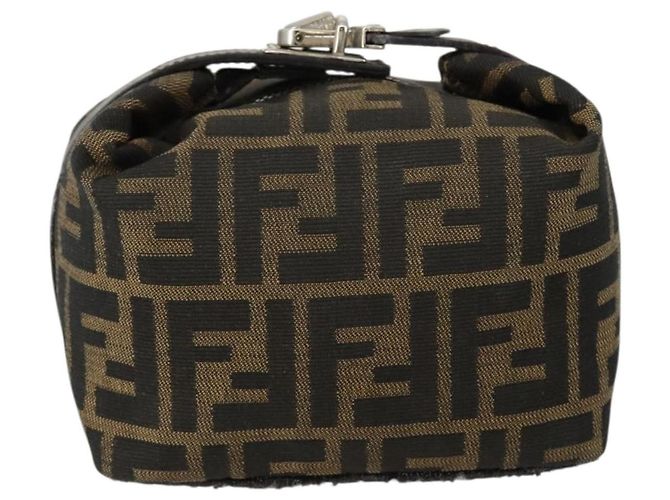 FENDI Zucca Canvas Pouch Hand Bag Black Brown - vista 2