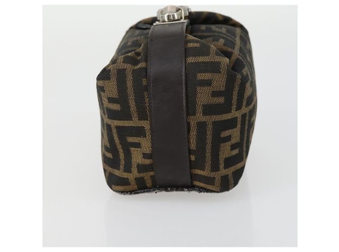FENDI Zucca Canvas Pouch Hand Bag Black Brown - vista 3
