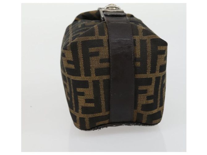 FENDI Zucca Canvas Pouch Hand Bag Black Brown - vista 4