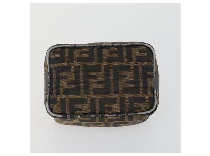 FENDI Zucca Canvas Pouch Hand Bag Black Brown - vista 6