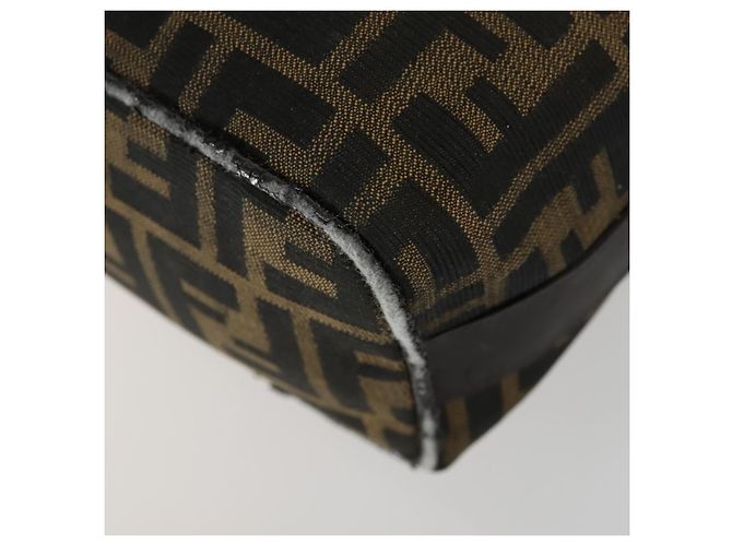 FENDI Zucca Canvas Pouch Hand Bag Black Brown - vista 7