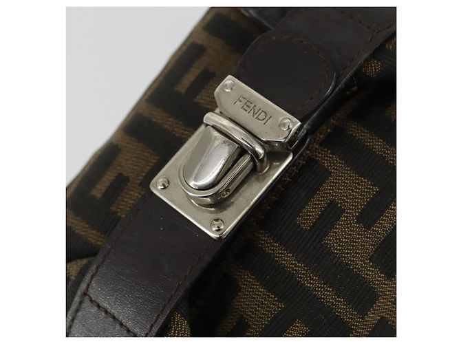 FENDI Zucca Canvas Pouch Hand Bag Black Brown - vista 8