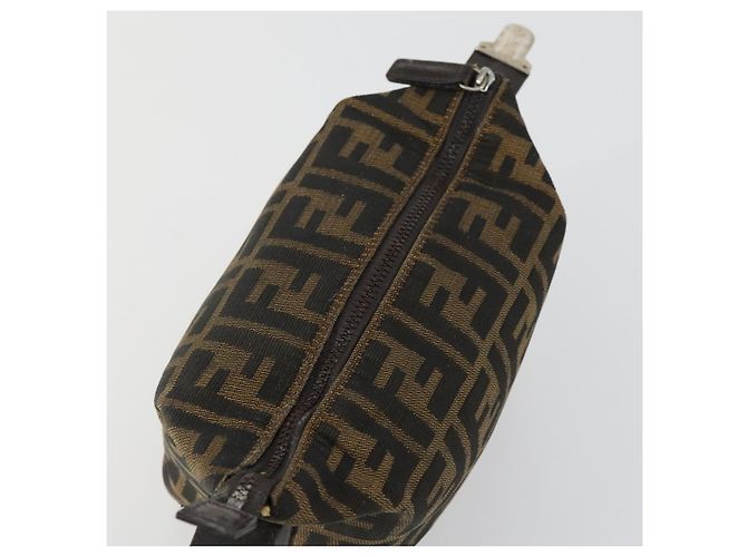 FENDI Zucca Canvas Pouch Hand Bag Black Brown - vista 9