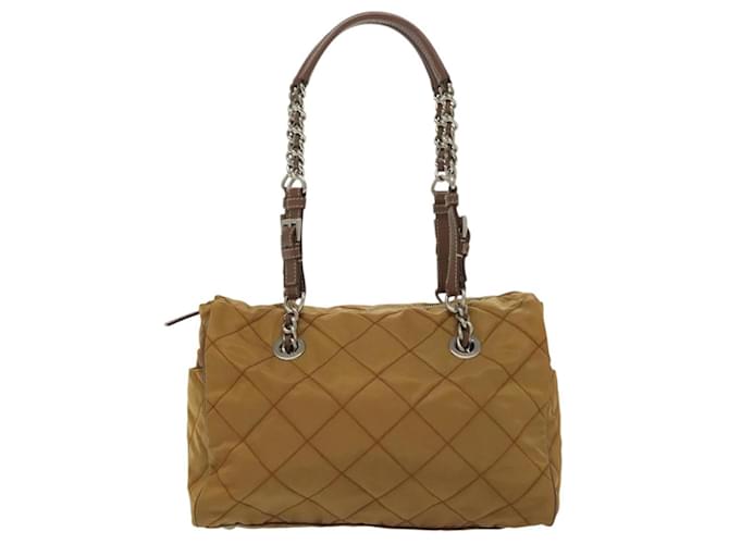PRADA Chain Shoulder Bag Nylon Beige Silver - vista 2