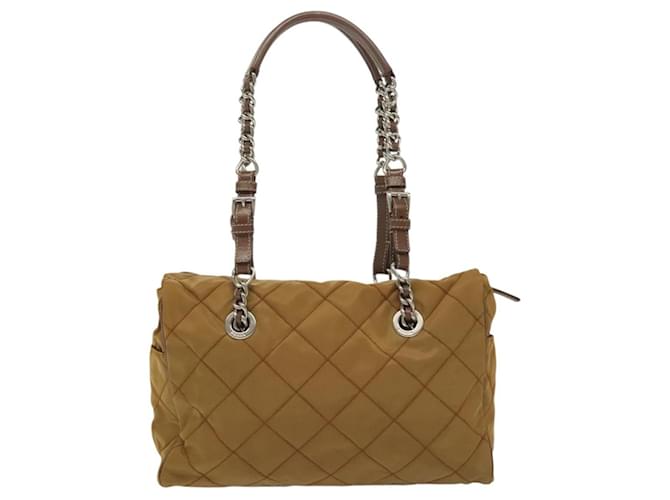 PRADA Chain Shoulder Bag Nylon Beige Silver - vista 3