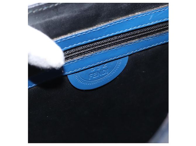 FENDI Shoulder Bag Leather Blue gold - vista 12
