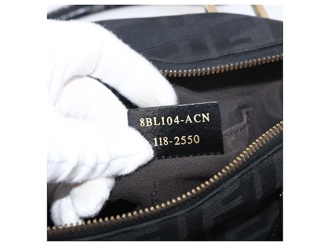 FENDI Bolso de mano de lona Zucca Negro Oro - vista 12