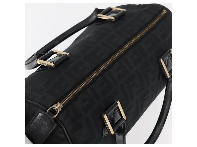 FENDI Bolso de mano de lona Zucca Negro Oro - vista 6