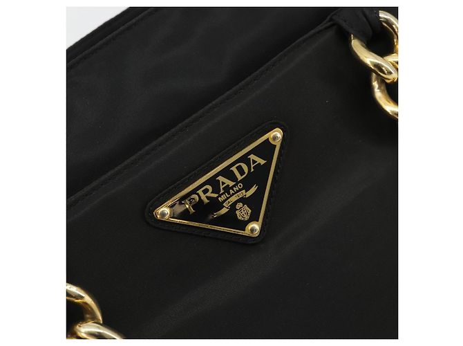 PRADA Hand Bag Nylon Black Gold - vista 17