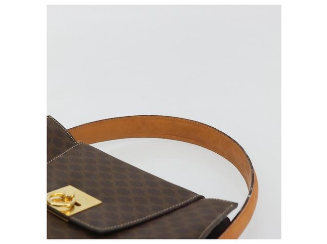 Céline CELINE Macadam Canvas Hand Bag PVC Leather Brown Gold - vista 14