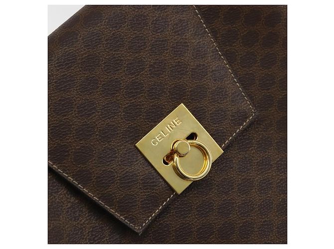 Céline CELINE Macadam Canvas Hand Bag PVC Leather Brown Gold - vista 18