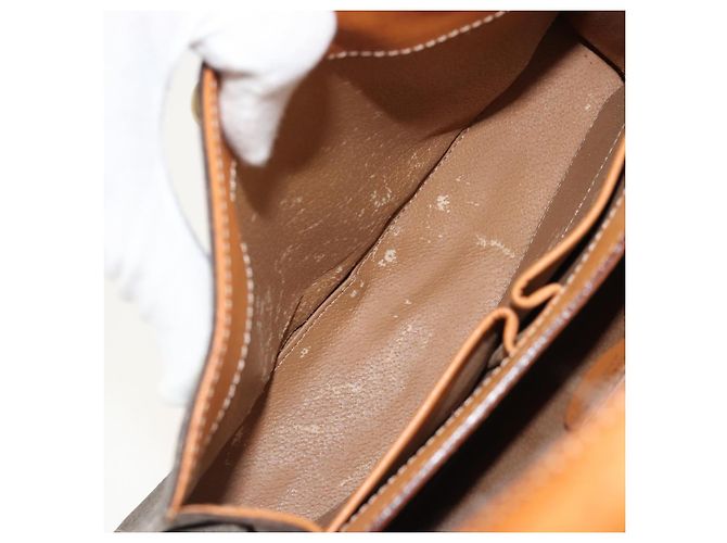 Céline CELINE Macadam Canvas Hand Bag PVC Leather Brown Gold - vista 23