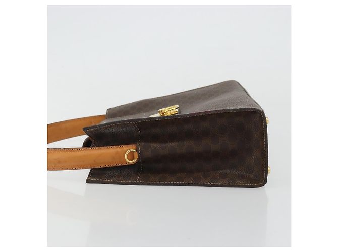 Céline CELINE Macadam Canvas Hand Bag PVC Leather Brown Gold - vista 4