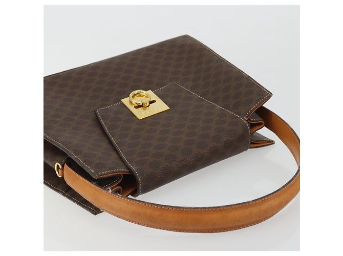 Céline CELINE Macadam Canvas Hand Bag PVC Leather Brown Gold - vista 6
