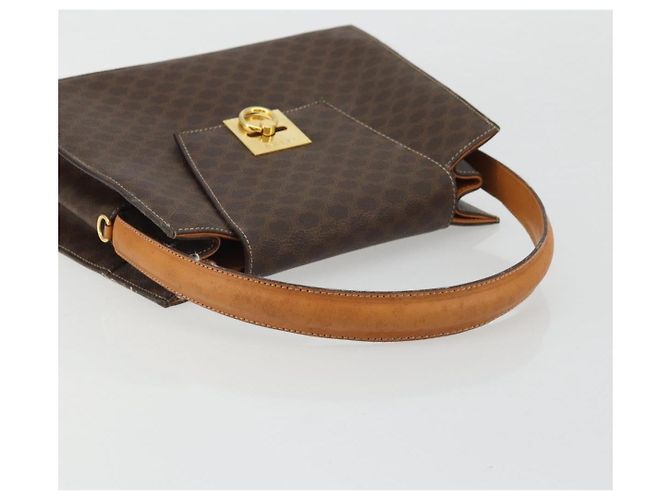Céline CELINE Macadam Canvas Hand Bag PVC Leather Brown Gold - vista 7