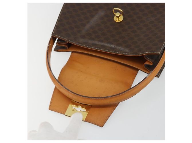 Céline CELINE Macadam Canvas Hand Bag PVC Leather Brown Gold - vista 9