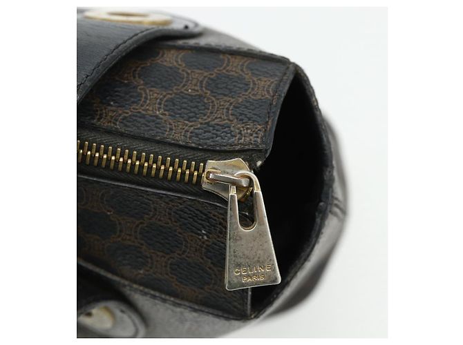 Céline CELINE Macadam Canvas Hand Bag PVC Leather Black Gold - vista 10