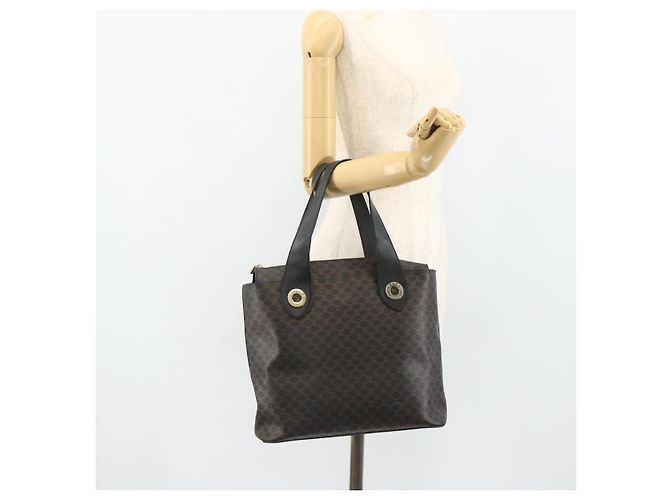 Céline CELINE Macadam Canvas Hand Bag PVC Leather Black Gold - vista 23