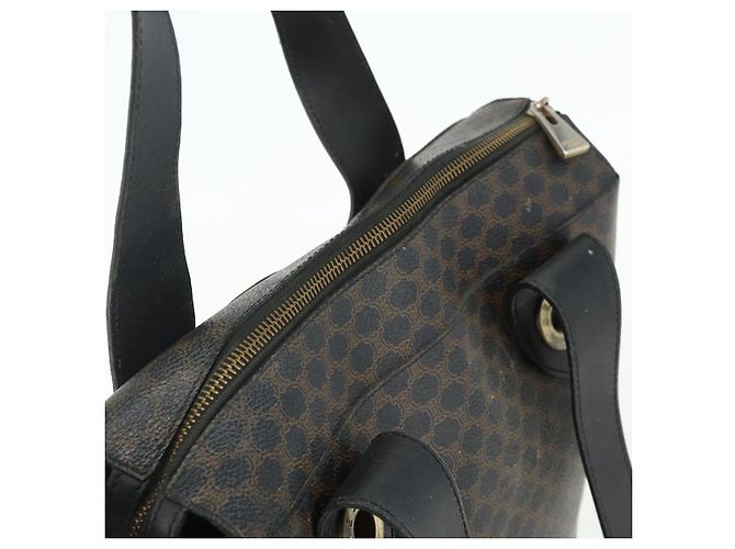 Céline CELINE Macadam Canvas Hand Bag PVC Leather Black Gold - vista 6