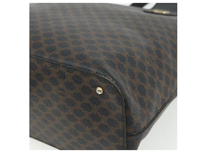Céline CELINE Macadam Canvas Hand Bag PVC Leather Black Gold - vista 9