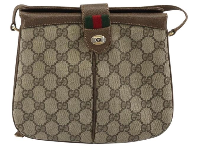 GUCCI GG Supreme Web Sherry Line Bag PVC Beige Gold 10 02 037 - vue 13