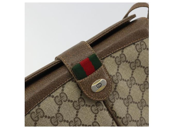 GUCCI GG Supreme Web Sherry Line Bag PVC Beige Gold 10 02 037 - vue 18