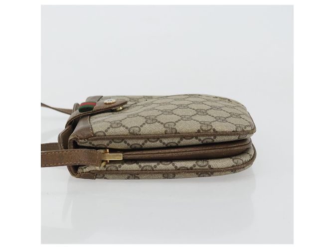GUCCI GG Supreme Web Sherry Line Bag PVC Beige Gold 10 02 037 - vue 4